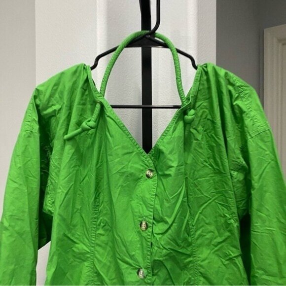 Nanushka Alyssa Dress in Green Womens Shirt Dress Button Front Designer Mini XL - Picture 4 of 10